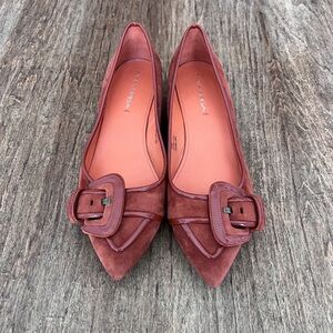 Via Spiga Pointed Buckle Flats in Rusty Red